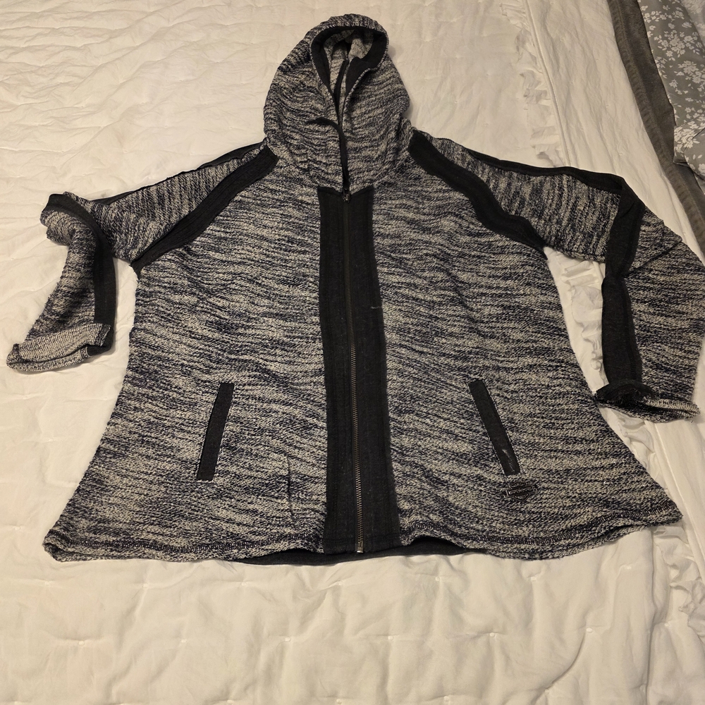 Women's Black and Gray Hooded Jacket